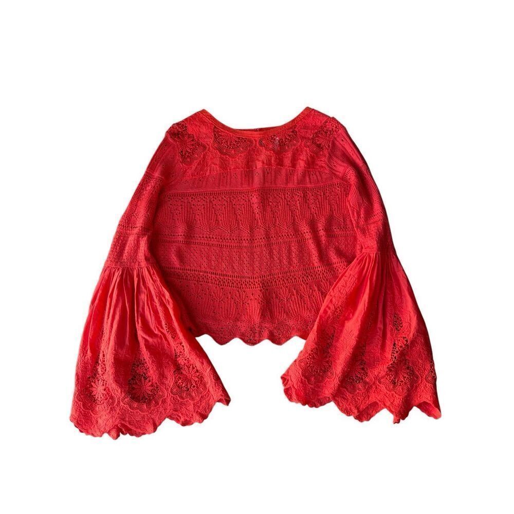 Free People Red Once Upon A Time Lace Top - Picture 6 of 11